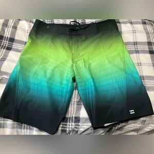 Billabong Men's Gradient Swim Shorts - Green and Blue